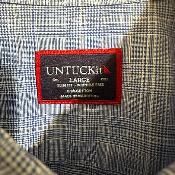 UNTUCKit Avellino Blue Casual Button Down Shirt wrinkle free slim fit large - Picture 2 of 6
